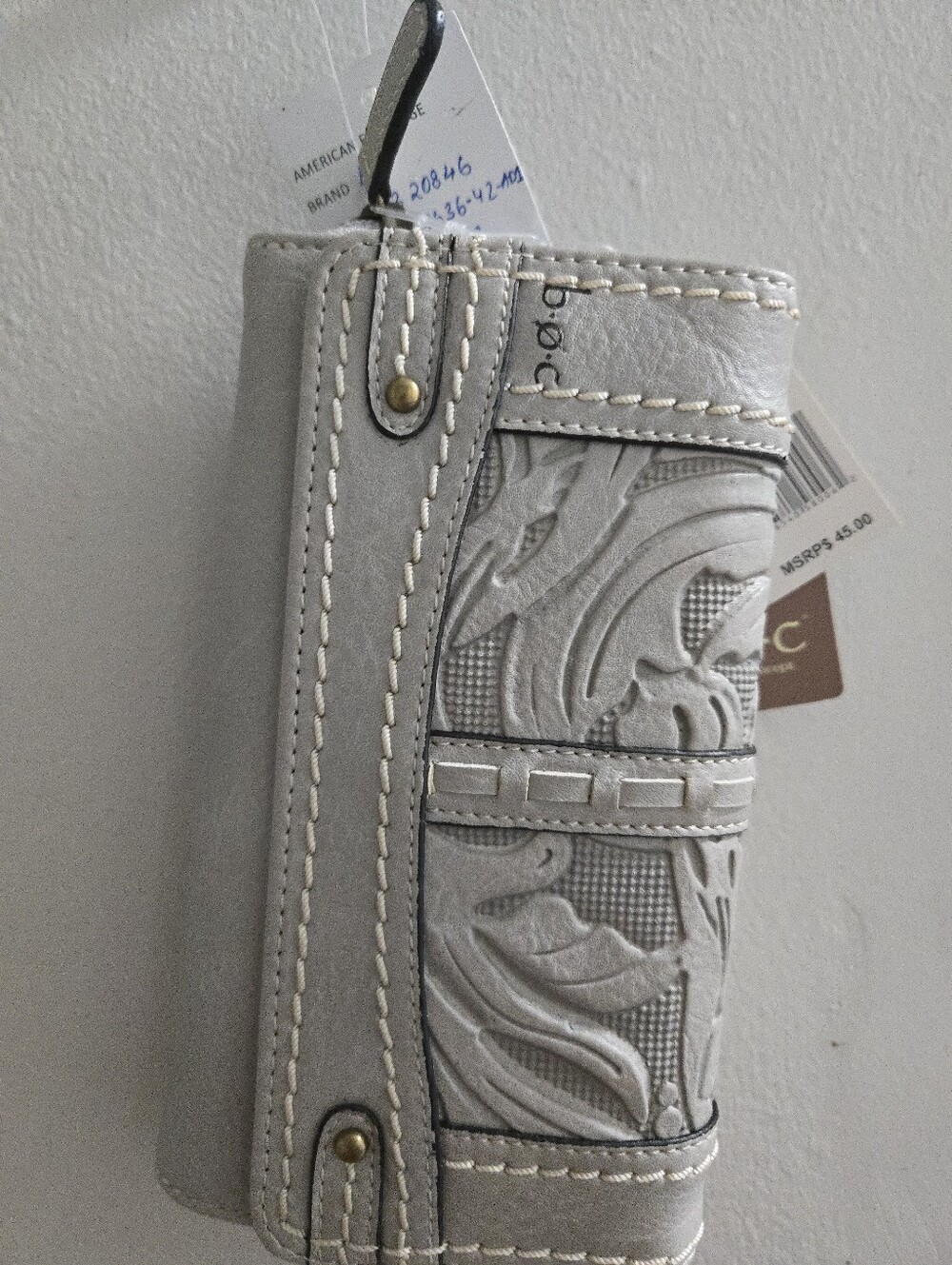b.o.c Born Concept Gray Floral Embossed Shoulder Bag NWT